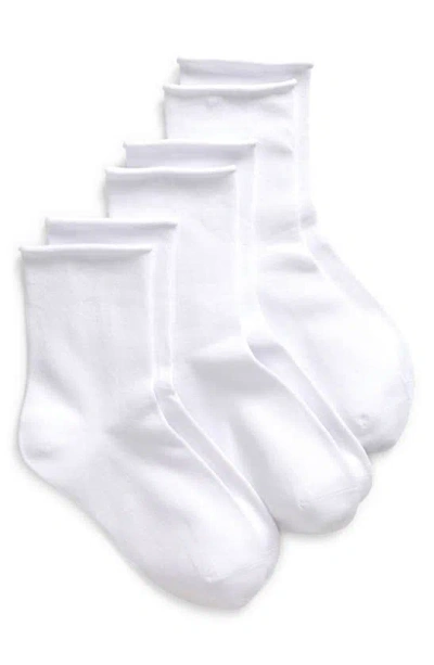 Nordstrom 3-pack Roll Top Crew Socks In White
