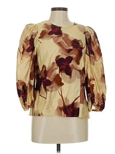 Pre-owned Nordstrom 3/4 Sleeve Blouse In Brown