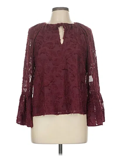 Pre-owned Nordstrom 3/4 Sleeve Blouse In Burgundy
