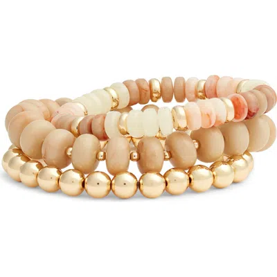 Nordstrom 3-pack Beaded Bracelets In Pink