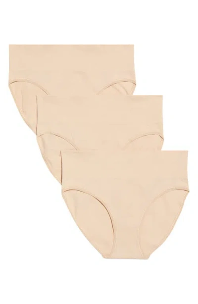 Nordstrom 3-pack Seamless High Cut Briefs In Metallic