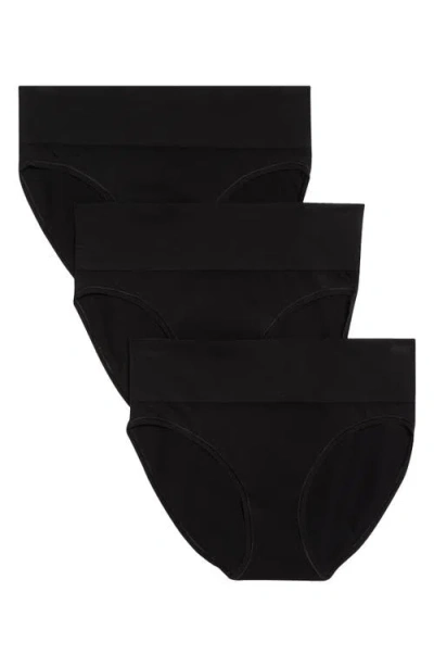 Nordstrom 3-pack Seamless High Cut Briefs In Black