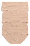 Nordstrom 3-pack Seamless High Cut Briefs In Black- Tan Multi