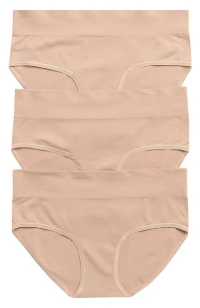 Nordstrom 3-pack Seamless High Cut Briefs In Black- Tan Multi