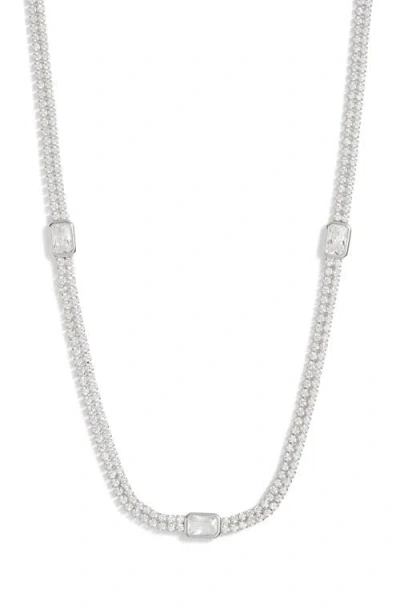 Nordstrom Accent Cubic Zirconia Tennis Necklace In Clear- Silver