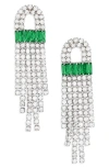 Nordstrom Ached Baguette Crystal Drop Earrings In Clear- Emerald- Rhodium