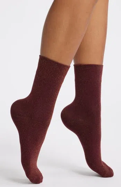 Nordstrom Allover Sparkle Metallic Quarter Socks In Brown