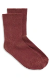 Nordstrom Allover Sparkle Metallic Quarter Socks In Burgundy
