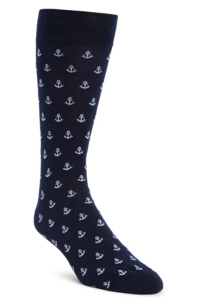 Nordstrom Anchor Cotton Blend Dress Socks In Black