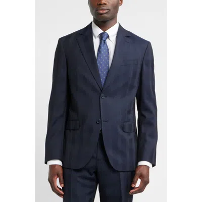 Nordstrom Anders Classic Fit Navy Shadow Plaid Virgin Wool Suit