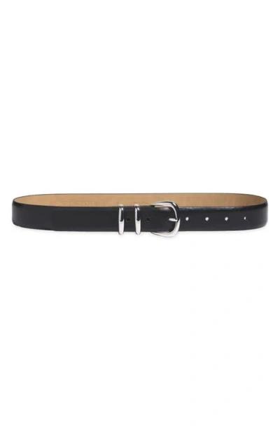 Nordstrom Angelique Leather Belt In Black- Silver