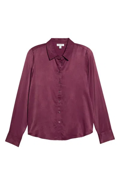 Nordstrom Animal Spot Satin Button-up Shirt In Burgundy Fig