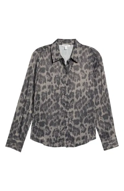 Nordstrom Animal Spot Satin Button-up Shirt In Grey Animal Spot