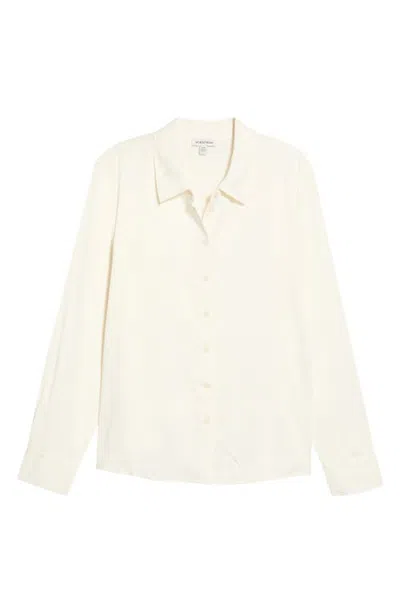 Nordstrom Animal Spot Satin Button-up Shirt In Ivory Pristine