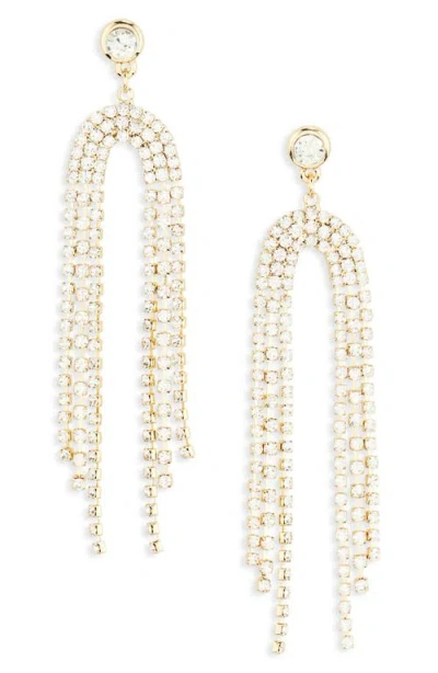 Nordstrom Arched Crystal Fringe Drop Earrings In Clear- Gold