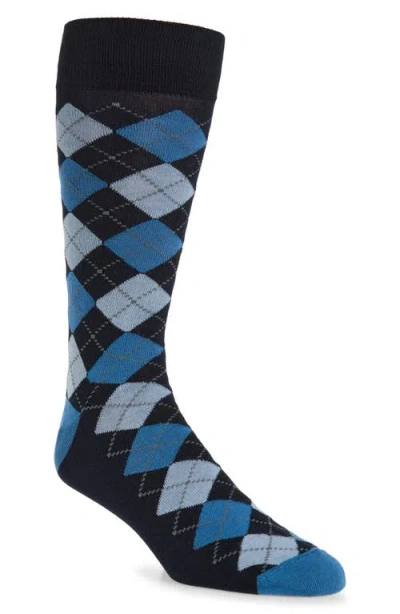 Nordstrom Argyle Combed Cotton Blend Dress Socks In Black