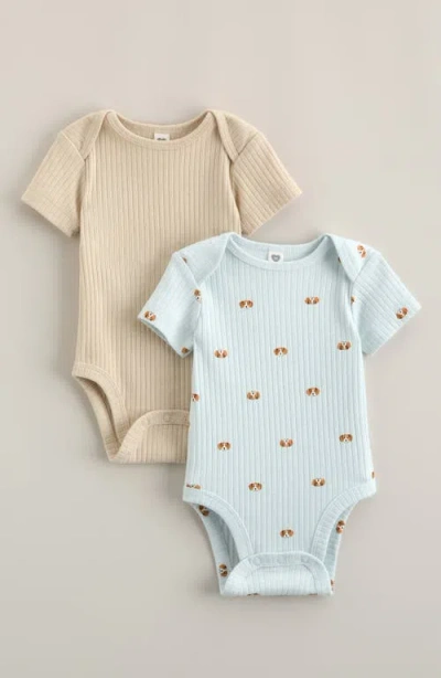 Nordstrom Babies'  Assorted 2-pack Cotton Blend Rib Bodysuits In Multi