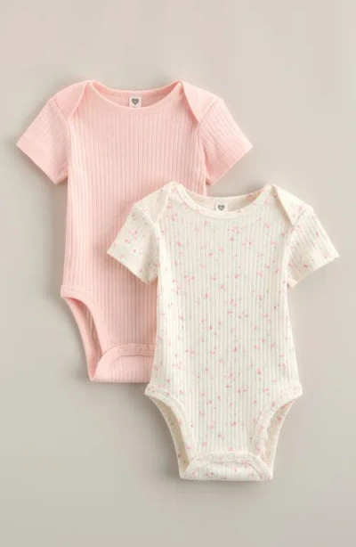 Nordstrom Babies'  Assorted 2-pack Cotton Blend Rib Bodysuits In Multi