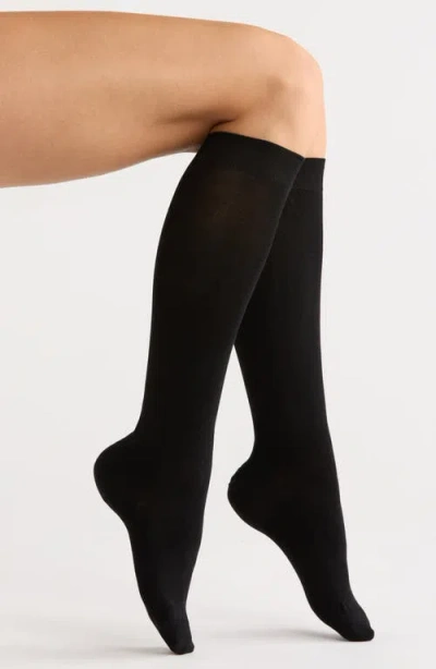 Nordstrom Assorted 2-pack Everyday Flat Knit Knee High Socks In Black