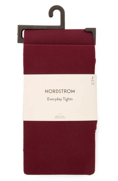 Nordstrom Assorted 2-pack Sheer Rib & Opaque Tights In Red