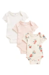 Nordstrom Babies' Assorted 3-pack Bodysuits In Pink Leona Floral Pack