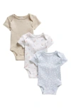 Nordstrom Kids' Assorted 3-pack Bodysuits In White- Blue Whale Pack