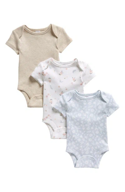 Nordstrom Assorted 3-pack Bodysuits In White- Blue Whale Pack