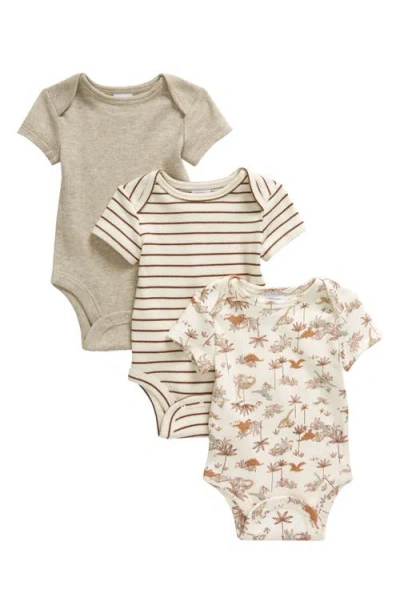 Nordstrom Assorted 3-pack Cotton Bodysuits In Dino Forest Pack