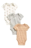 Nordstrom Assorted 3-pack Cotton Bodysuits In Gray