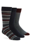 Nordstrom Assorted 3-pack Ribbed Merino Wool Blend Dress Socks In Multi