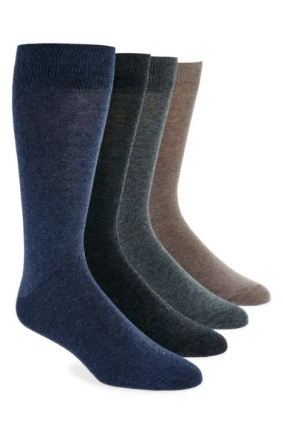 Nordstrom Assorted 4-pack Pima Cotton Blend Dress Socks In Black Navy Multi