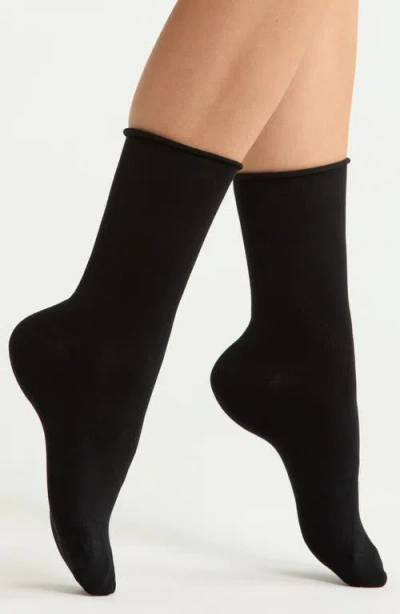 Nordstrom Assorted 4-pack Roll Top Crew Socks In Black