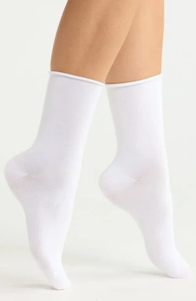 Nordstrom Assorted 4-pack Roll Top Crew Socks In White