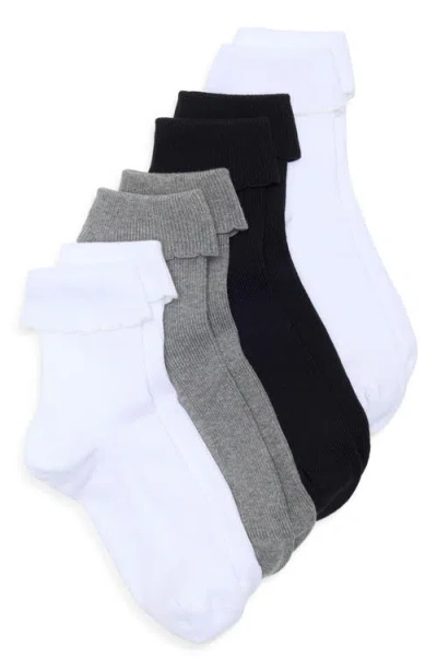 Nordstrom Assorted 4-pack Turn Cuff Ankle Socks In Multi
