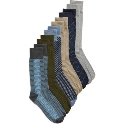 Nordstrom Assorted 6-pack Dress Socks In Green Blue Multi