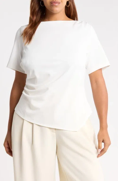 Nordstrom Asymmetrical Gathered T-shirt In White