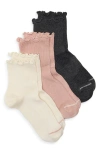 Nordstrom Athleisure Lettuce Edge Assorted 3-pack Ankle Socks In Multi
