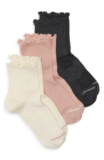 Nordstrom Athleisure Lettuce Edge Assorted 3-pack Ankle Socks