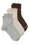 Nordstrom Athleisure Lettuce Edge Assorted 3-pack Ankle Socks In Multi