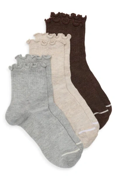 Nordstrom Athleisure Lettuce Edge Assorted 3-pack Ankle Socks