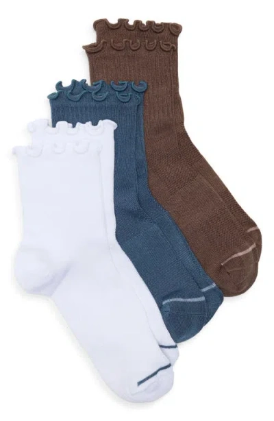 Nordstrom Athleisure Lettuce Edge Assorted 3-pack Ankle Socks