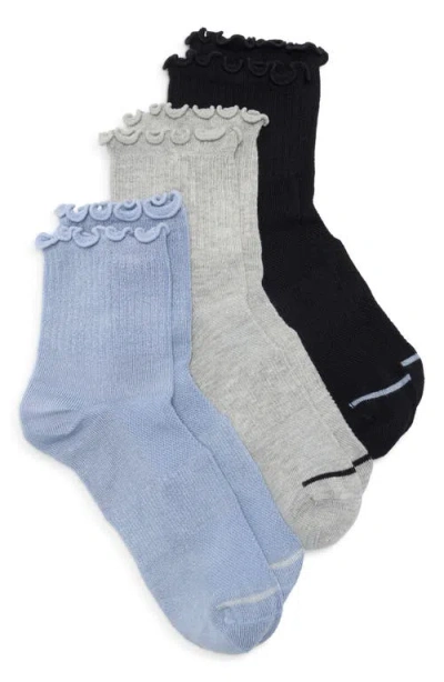Nordstrom Athleisure Lettuce Edge Assorted 3-pack Ankle Socks In Multi