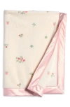 Nordstrom Baby Print Plush Blanket In Ivory Egret Dainty Leaves