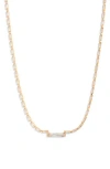 Nordstrom Baguette Center Cubic Zirconia Necklace In Clear- Gold