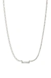 Nordstrom Baguette Center Cubic Zirconia Necklace In Clear- Silver