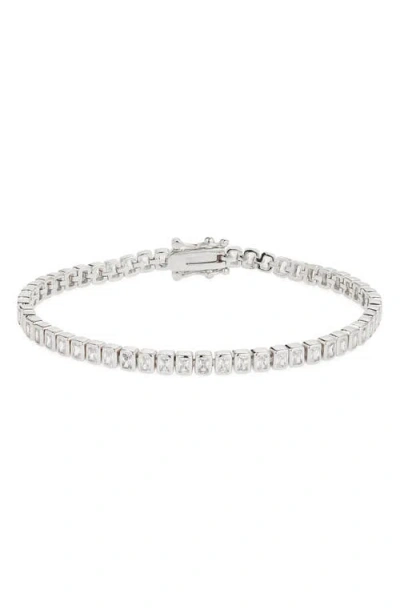 Nordstrom Baguette Cubic Zirconia Bezel Tennis Bracelet In Silver