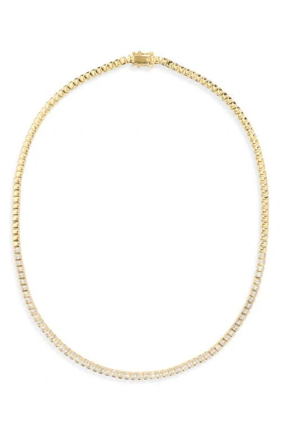 Nordstrom Baguette Cubic Zirconia Bezel Tennis Necklace In Gold