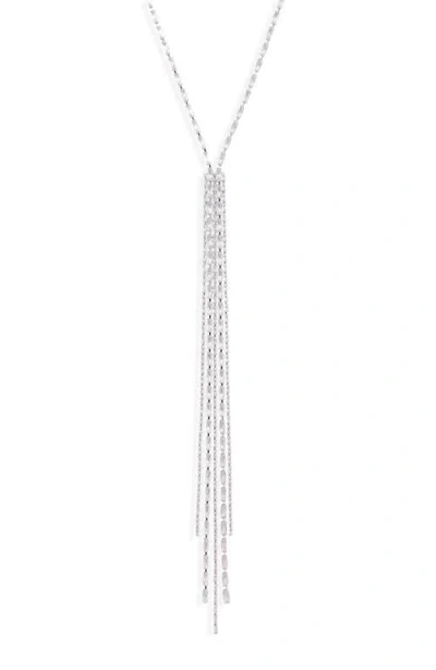 Nordstrom Baguette Cubic Zirconia Fringe Y-necklace In Clear- Silver