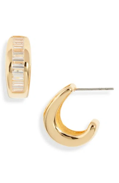 Nordstrom Baguette Cubic Zirconia Hoop Earrings In Clear- Gold