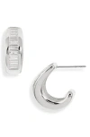 Nordstrom Baguette Cubic Zirconia Hoop Earrings In Silver